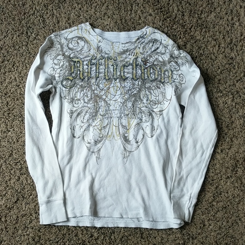 Men's medium white long sleeve Affliction shirt